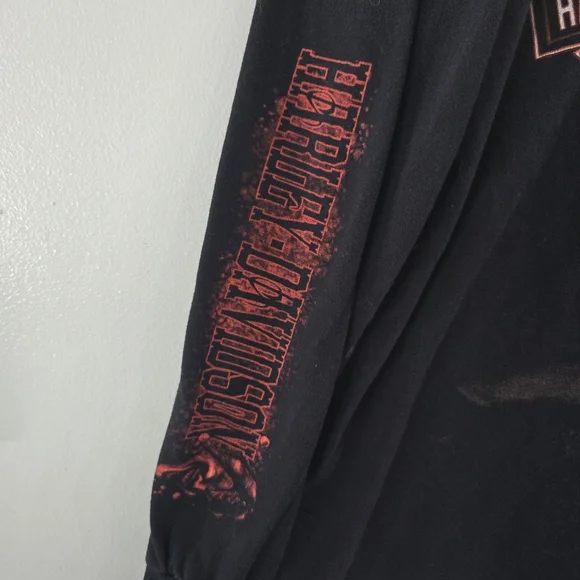 Vintage Harley Davidson Shirt Mens L Joker Clown Flames Long Sleeve 90s y2k * Re